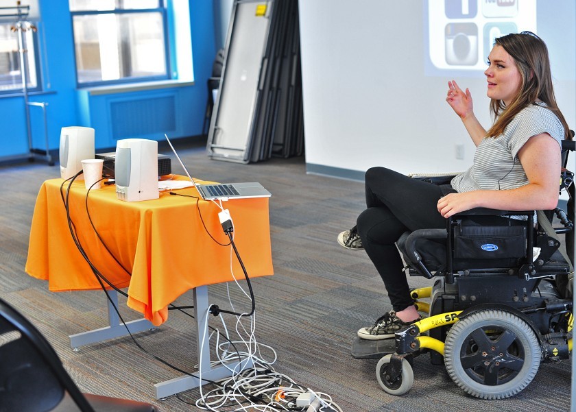 Claire leading an accessibility workshop