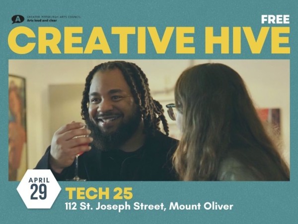 Two people networking. Creative Hive on April 29 at Tech 25