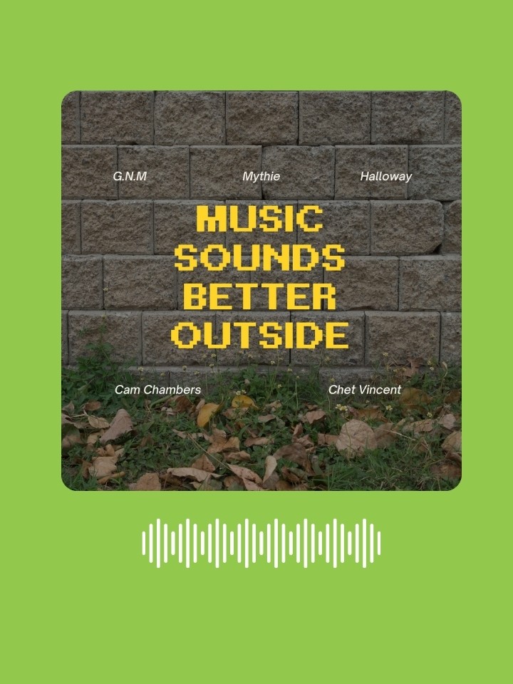 Spotify soundwaves and square album cover design that says Music Sounds Better Outside