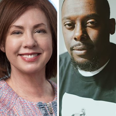 Two headshots. On the left, white woman with shoulder-length straight brown hair. On the right, Black man with short cropped dark hair and goatee.