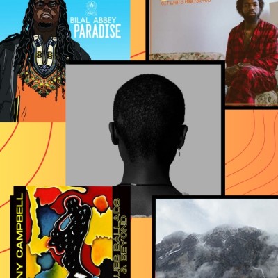 Collage of five album covers showcasing Black musicians