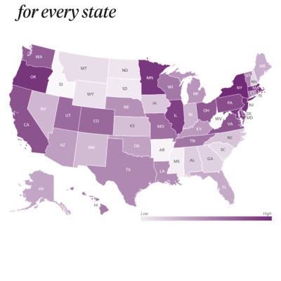 Arts Vibrancy Rankings for every state. Map of the United States shows Pennsylvania in the top 10